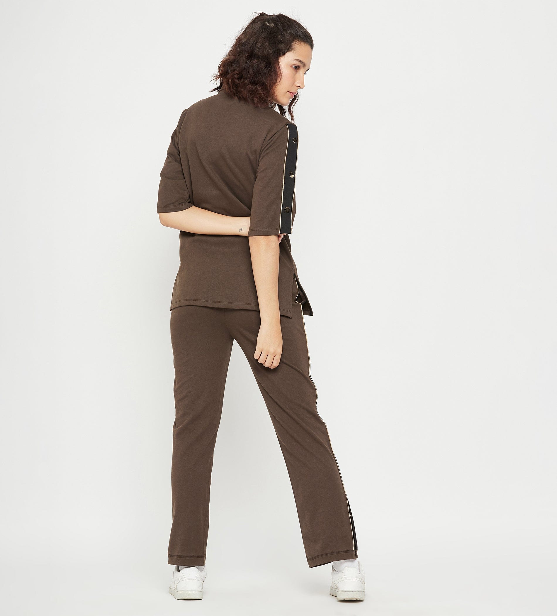 Co-ords Co-Ords Brown Front Open Co-Ord Set for Women