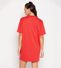 Dresses T Dress Red Eyelets Lace-Up Relaxed Dress for Women