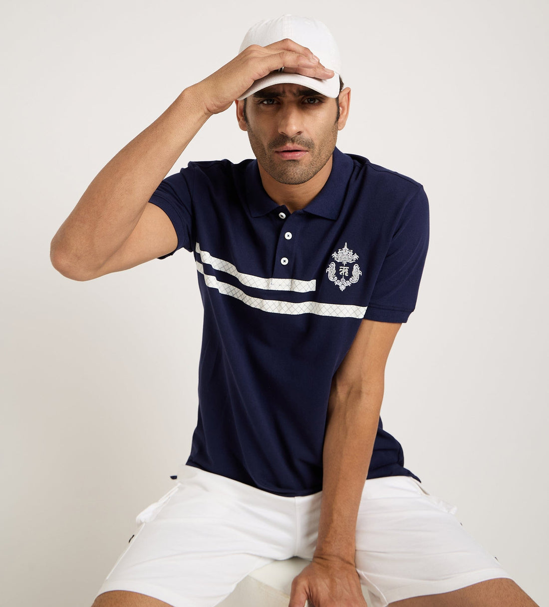 Polos Polo T-Shirt Navy Crested Polo T-shirt For Men