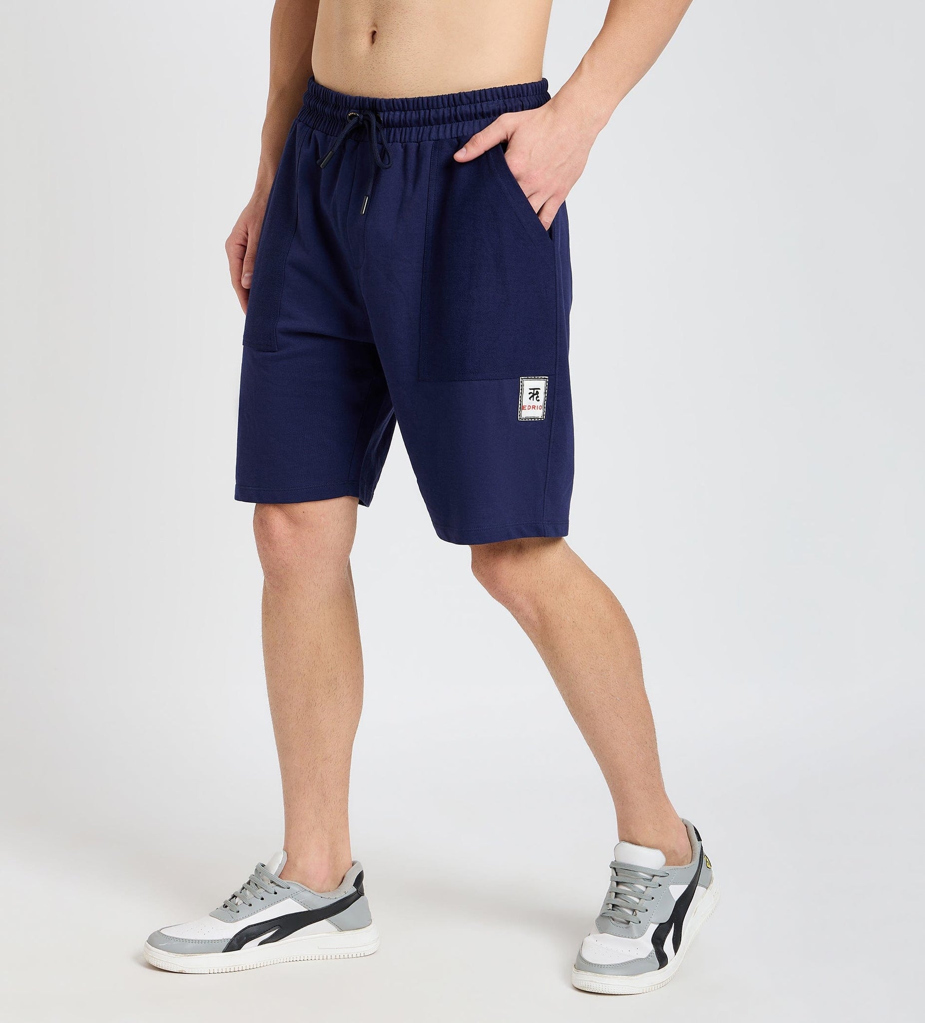 Shorts Shorts Navy Blue Textured pocket Shorts For Men