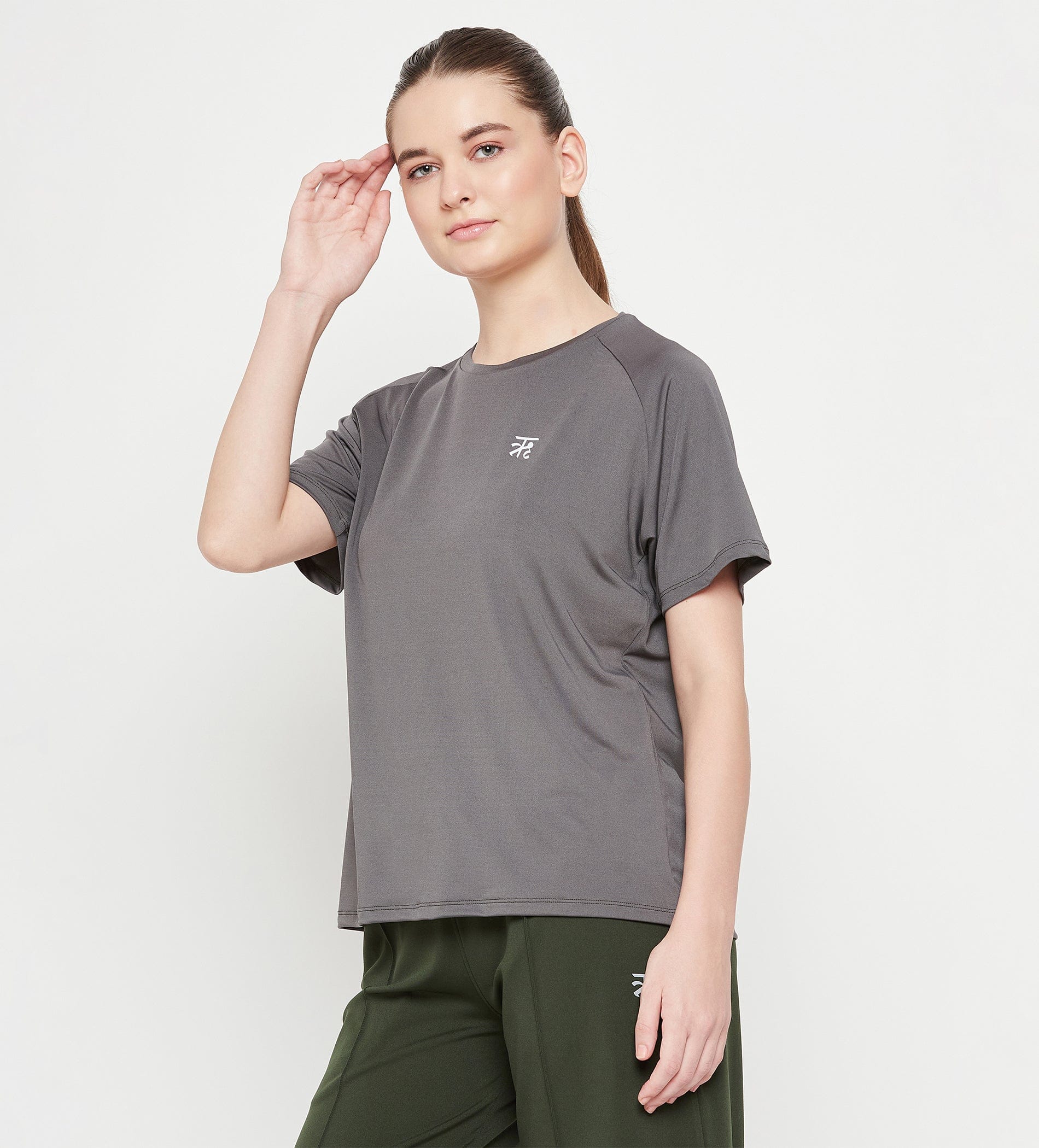 T-shirts T-Shirt Grey Basic Raglan Sleeve Tshirt for Women
