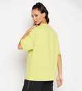 T-shirts T-Shirt Neon Green Raglan Sleeve Solid Oversized T-Shirt for Women