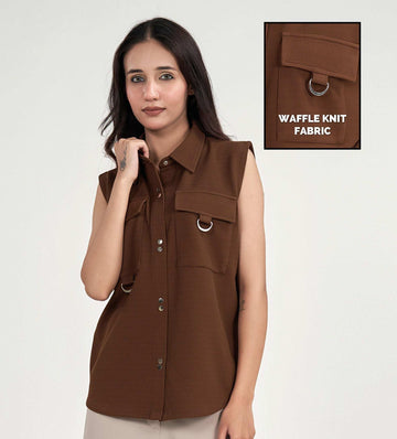 Tanks & Tops Polo T-Shirt Snap & Structure Waffle Shirt
