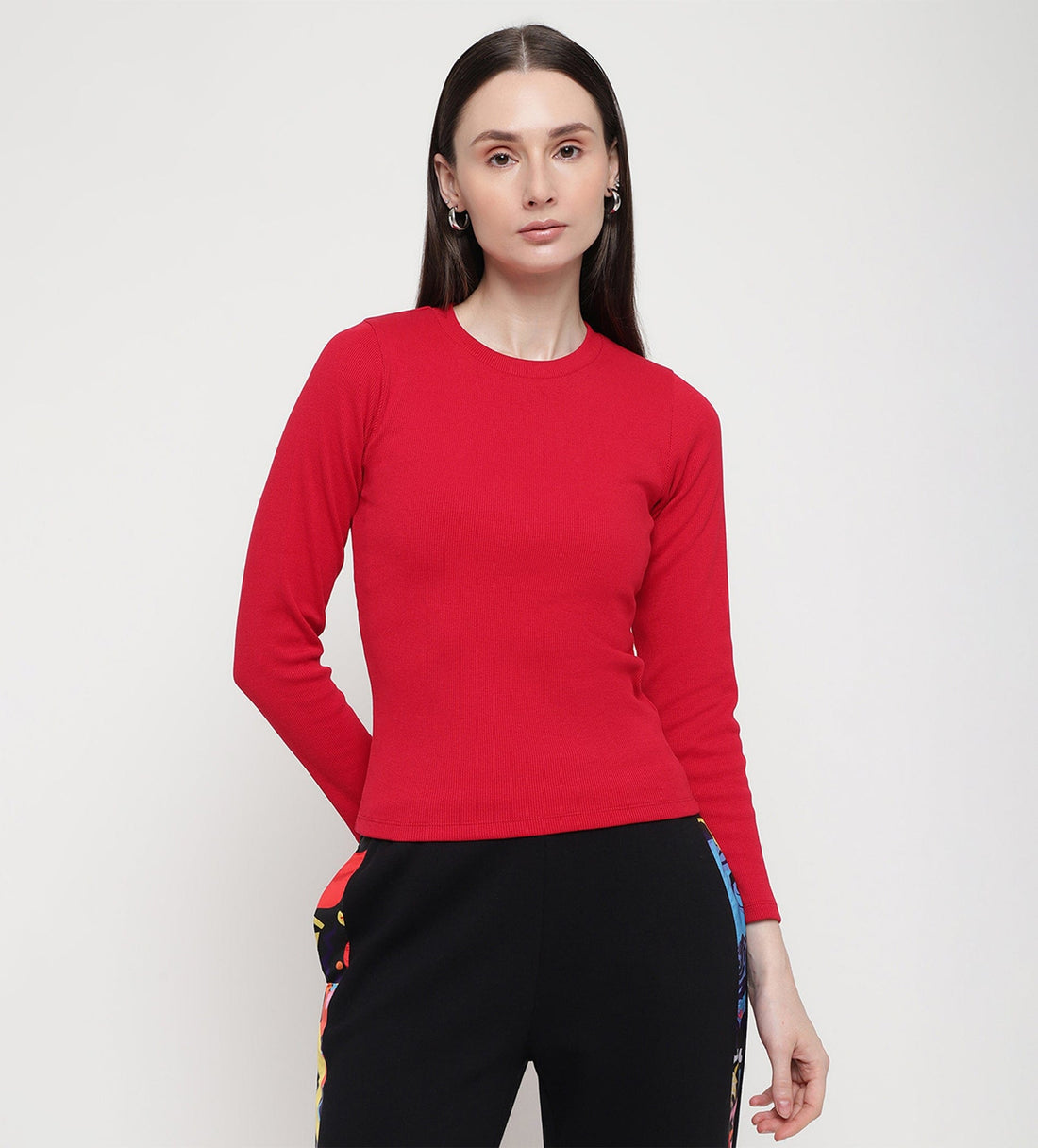 Tanks & Tops Tops Red Rib Knit Top for Women