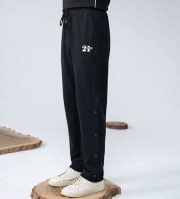 Trackpants STRAIGHT FIT TRACKPANTS Black Snap Detail Track Pants