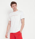 White Printed Regular Fit T-shirt for Men - EDRIO