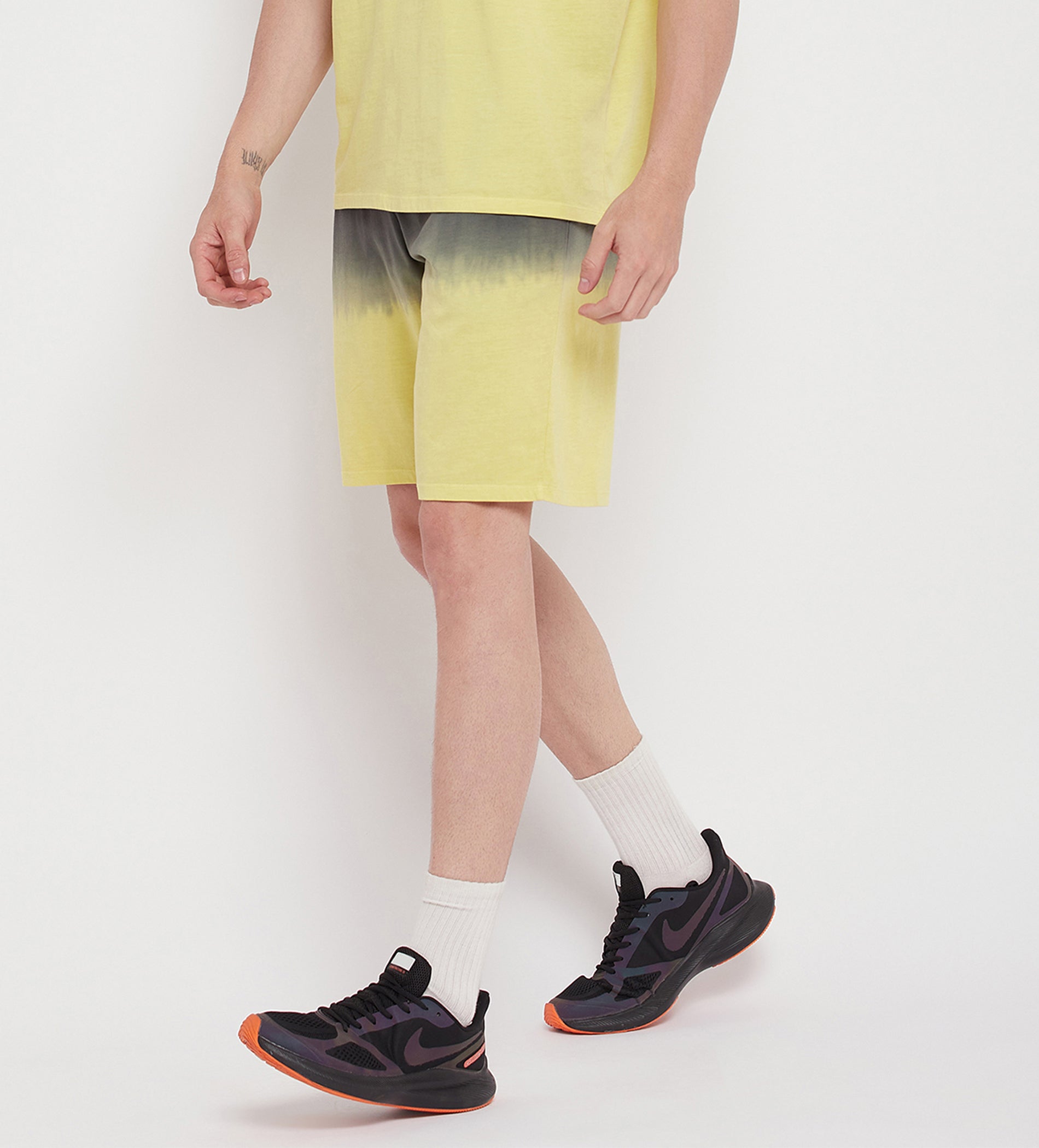 Men Yellow Ombre Effect Shorts