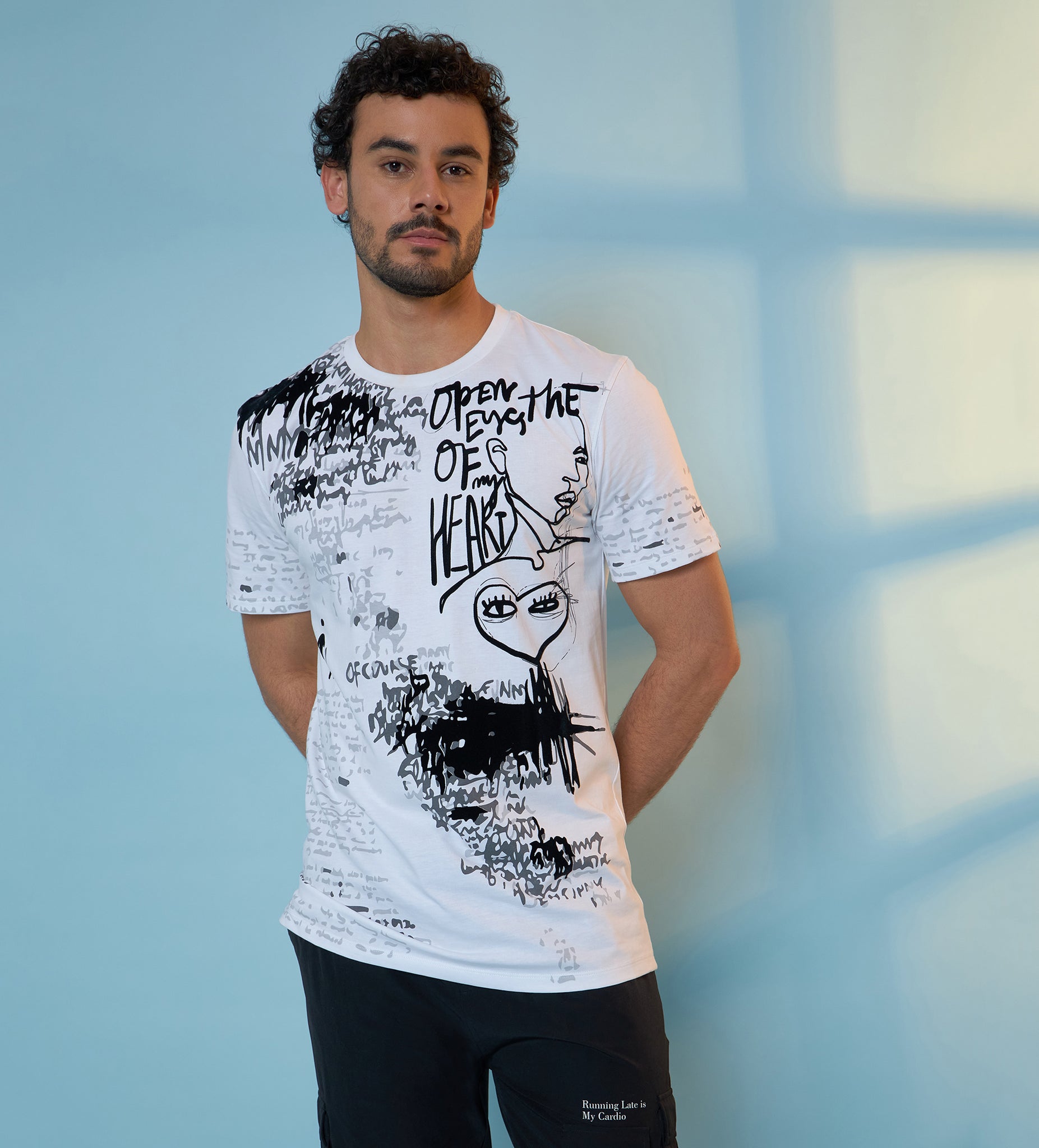 White Ink fusion T shirt For Men
