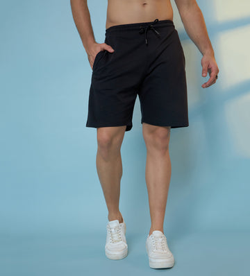 Black Rib Pocket Shorts For Men