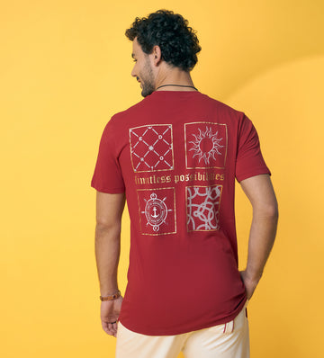 Red Nautical Journey T-shirt For Men
