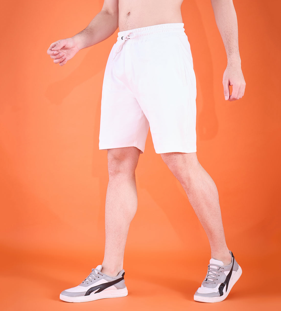 White Aquatic Elegance Shorts For Men - EDRIO