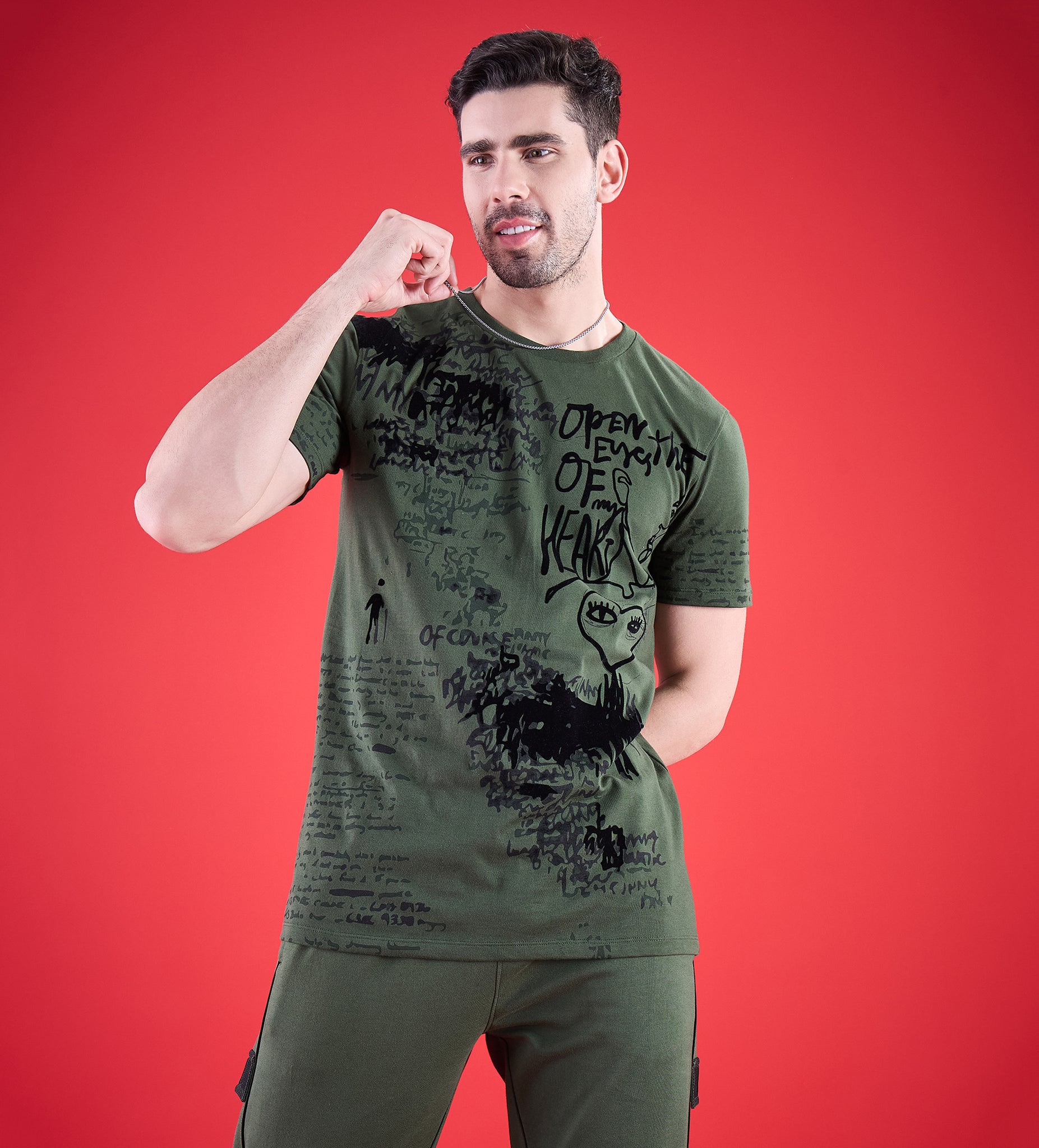 Green Ink fusion T-shirt For Men