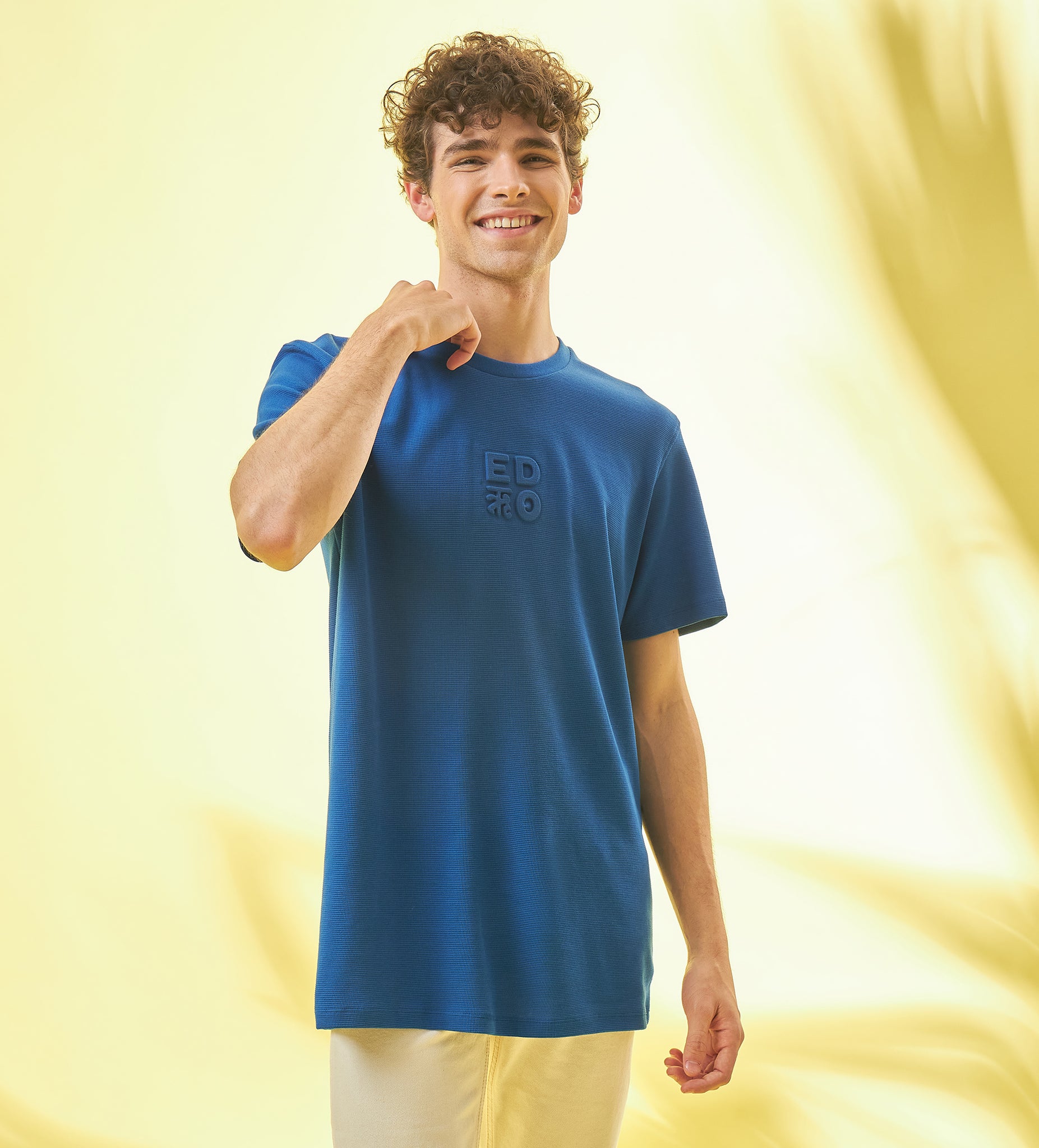 Blue Waffle Wave T shirt For Men