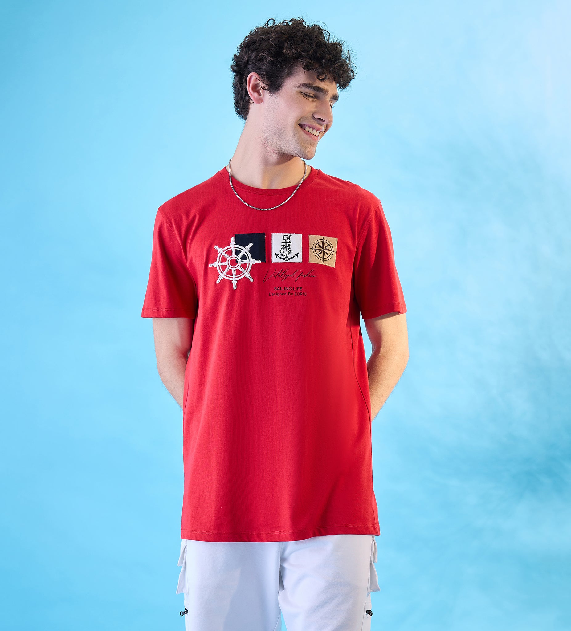 Red Maritime Mosaic T-shirt For Men