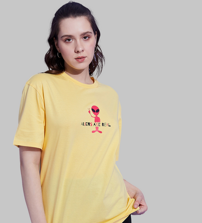 Yellow Alien Print T-shirt