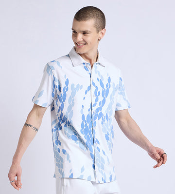 Blue Aquatic Elegance Shirt For Men