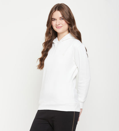 Women Basic White Hoodie Sweatshirt