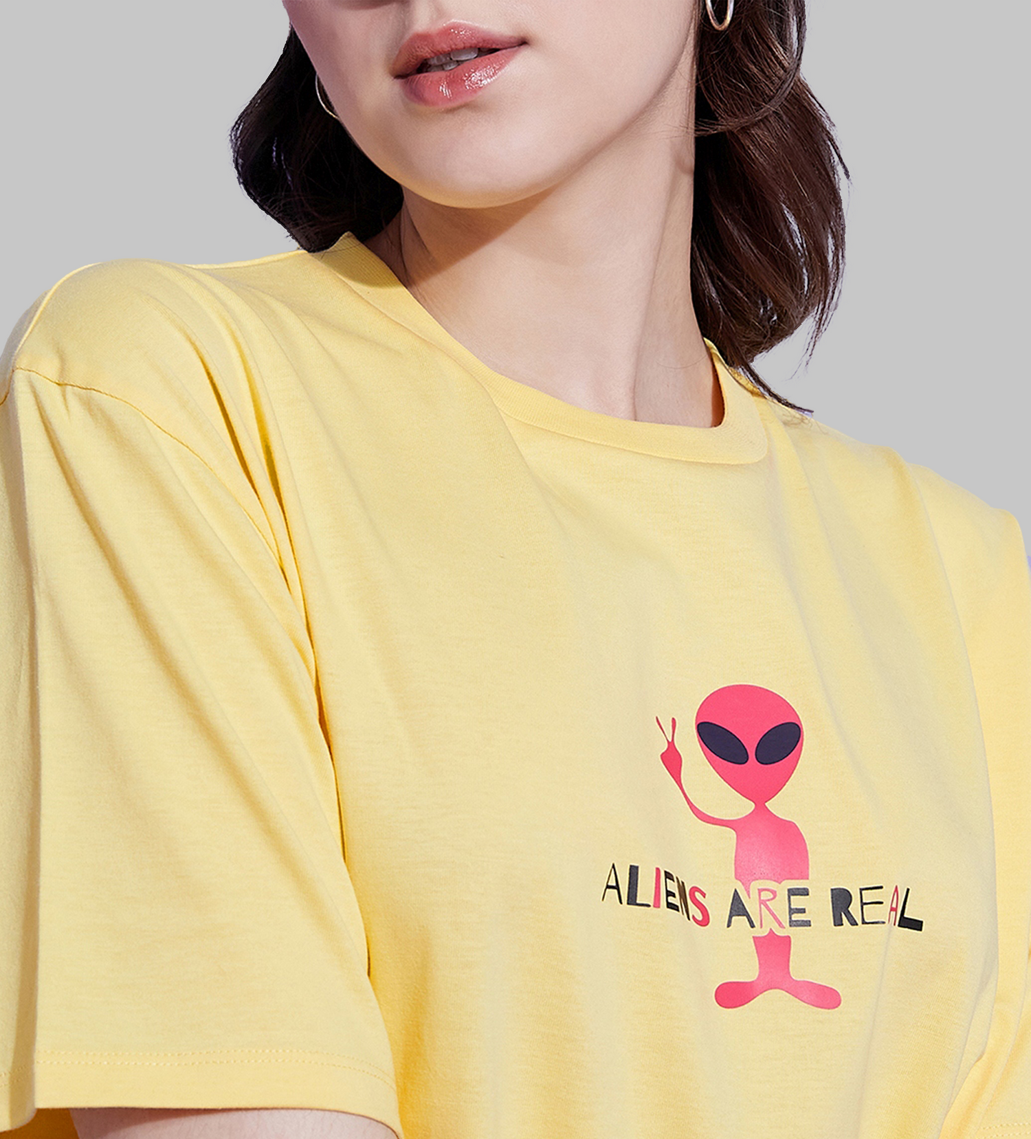 Yellow Alien Print T-shirt