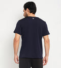 Teal Crew Neck T-Shirt With Chest Print for Men - EDRIO