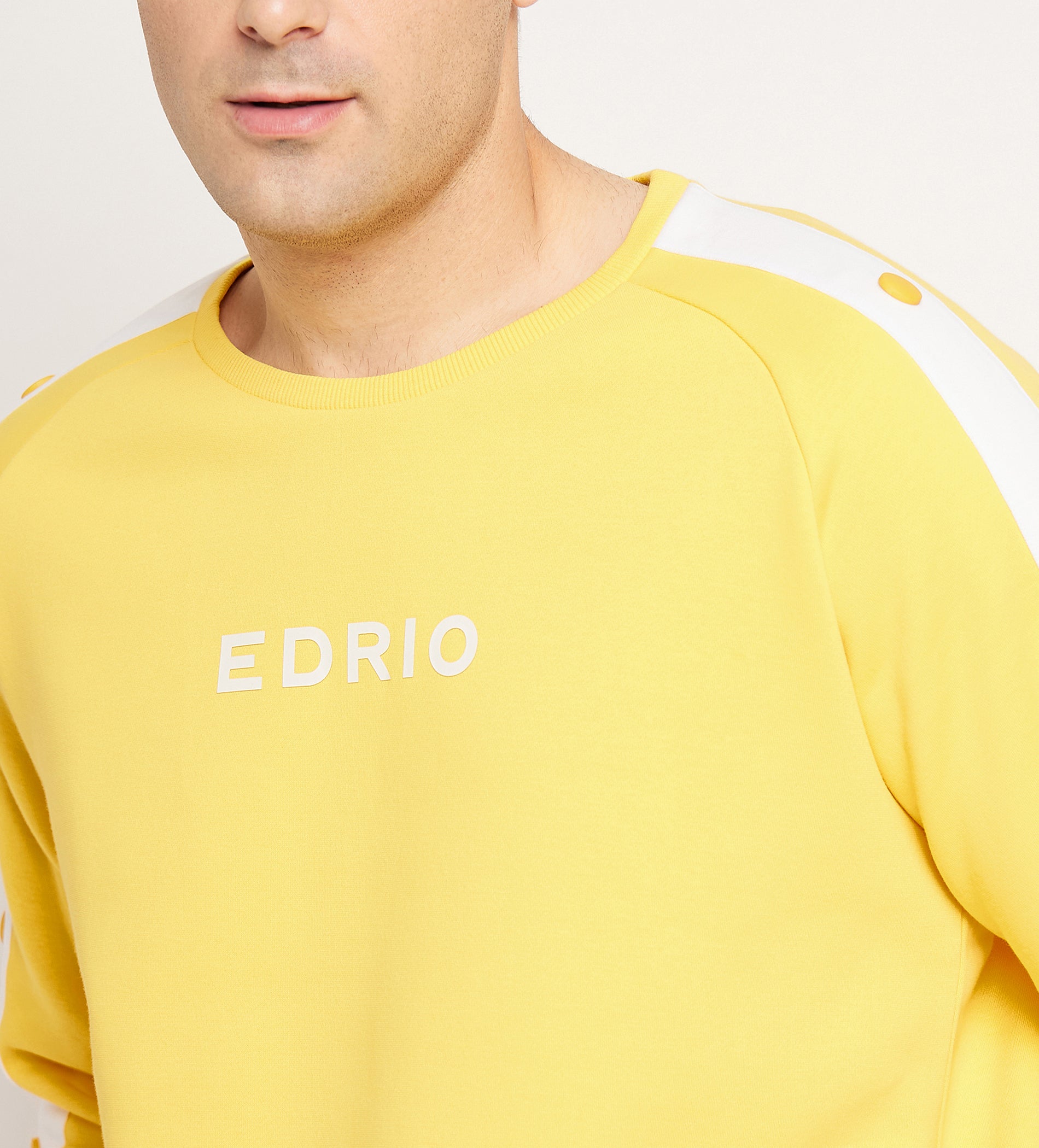 Radiant Yellow Sweatshirt with Snap Button Sleeve Accents