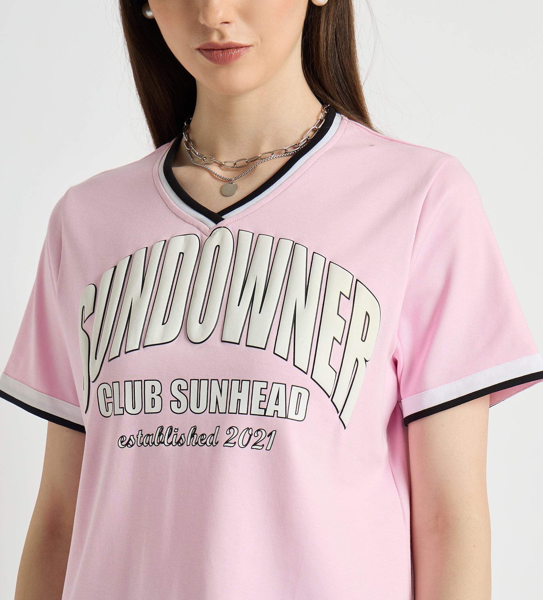 Pink Sundowner Print T-Shirt For Women - EDRIO