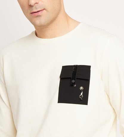 Off-White Sweatshirt with Chic Patch Pocket