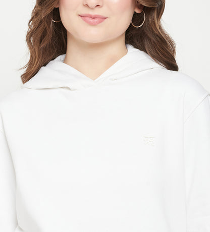 Women Basic White Hoodie Sweatshirt