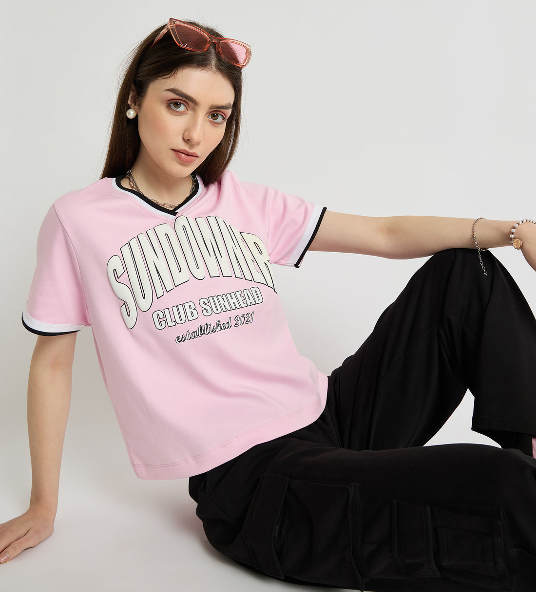 Pink Sundowner Print T-Shirt For Women - EDRIO