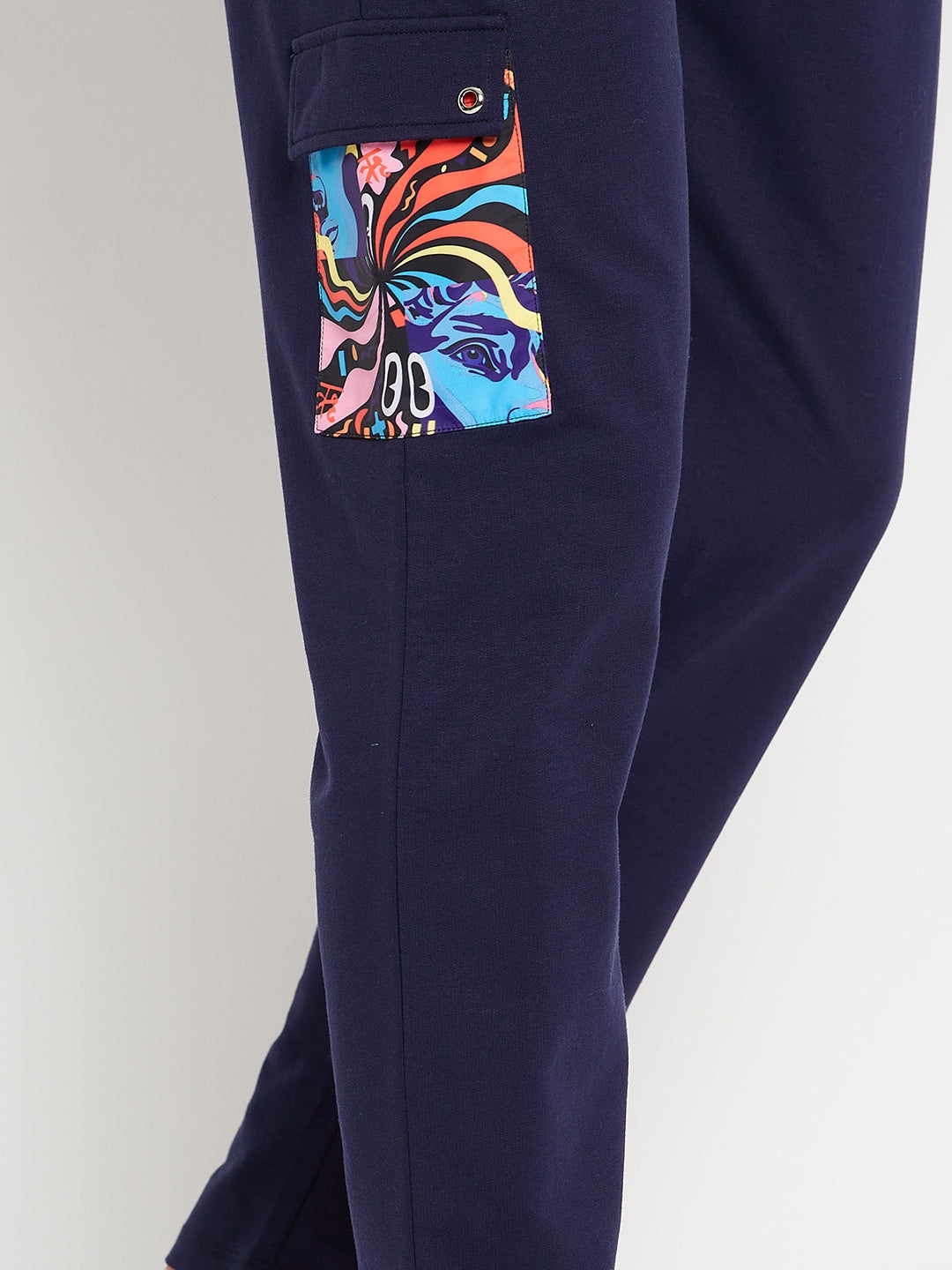 Relaxed Fit Navy Tracksuit with Edrio Print