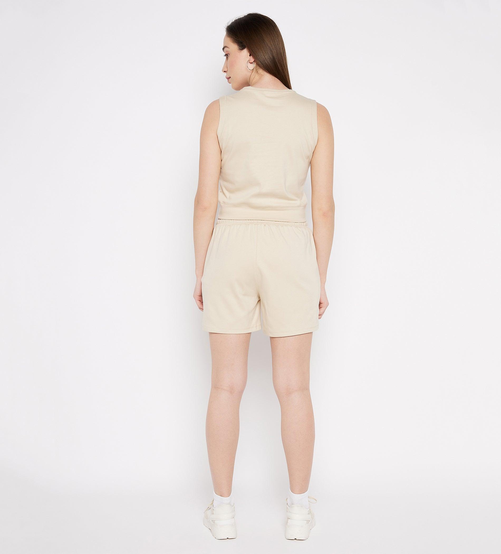 Co-ords Co-Ords Beige Tank Style Co-Ord With Shorts for Women
