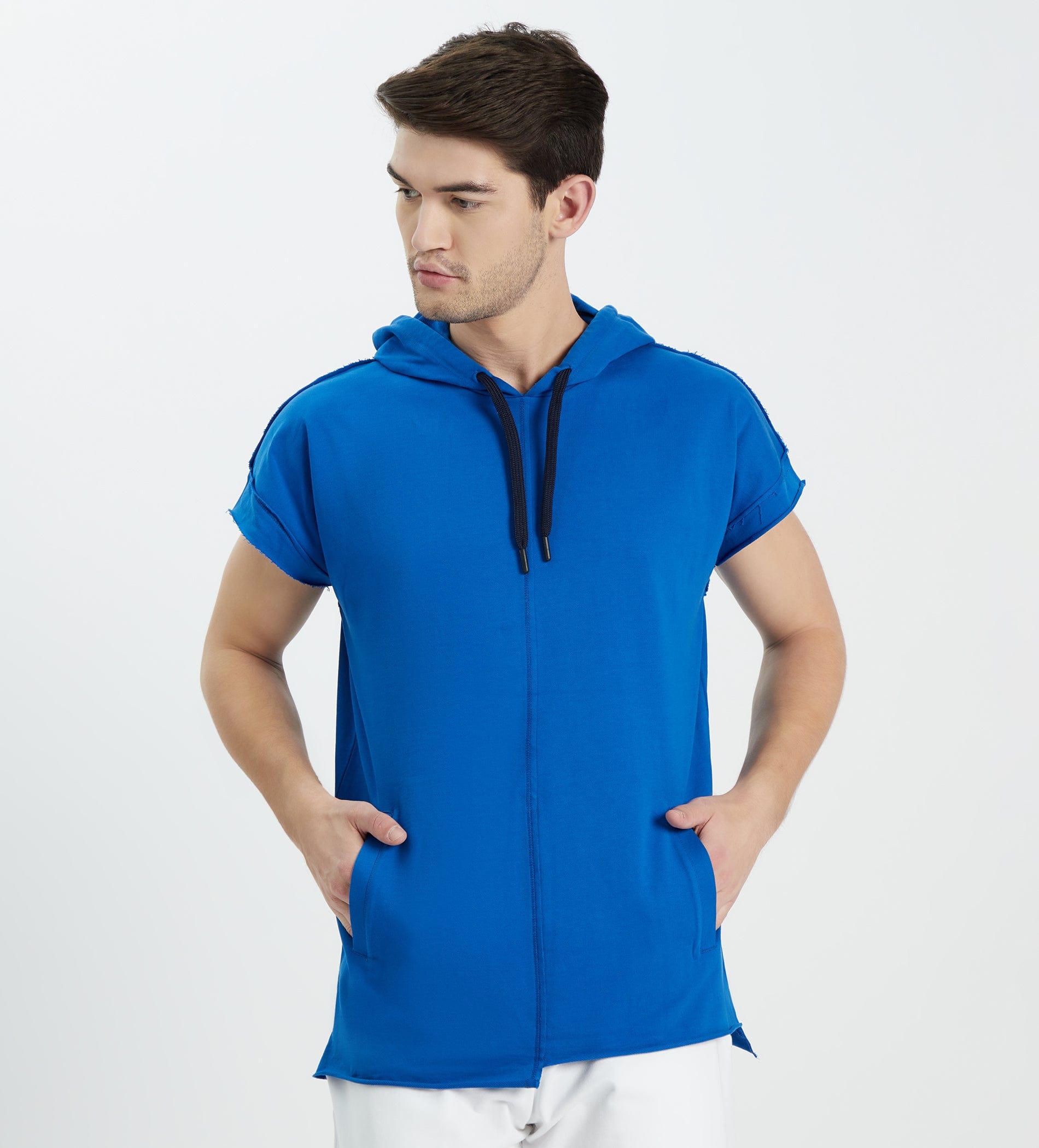 Edrio India T-Shirt Men Blue Sleeveless Hoodie