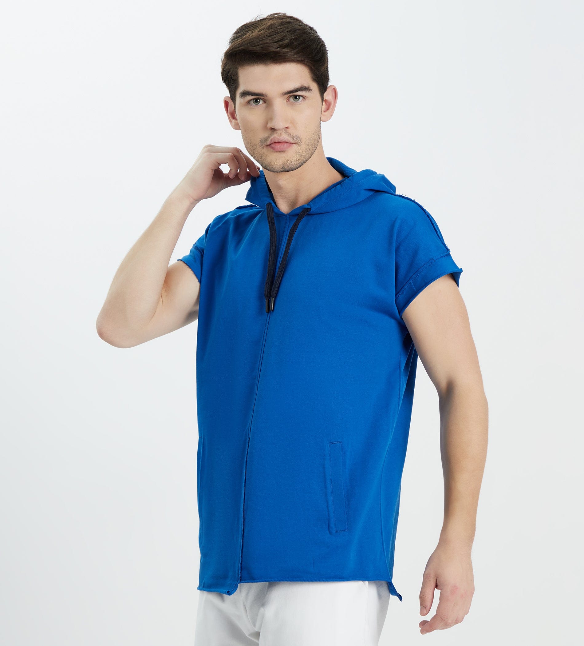 Edrio India T-Shirt Men Blue Sleeveless Hoodie