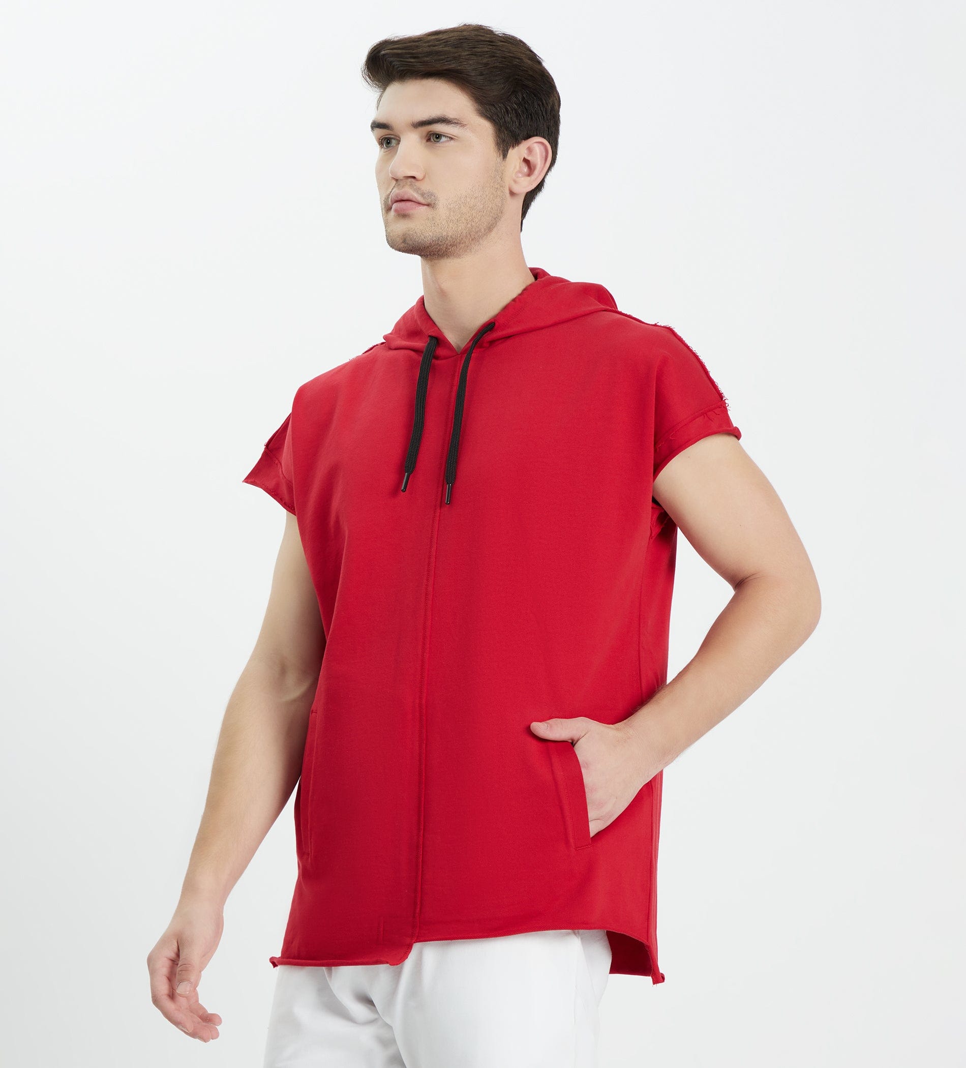 Edrio India T-Shirt Men Red Sleeveless Hoodie