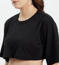 Edrio India T-Shirt Women Black Crop Top With Self Cut & Sew