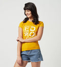 Edrio India T-Shirt Women Mustard Compact Cotton Graphic Print Tee