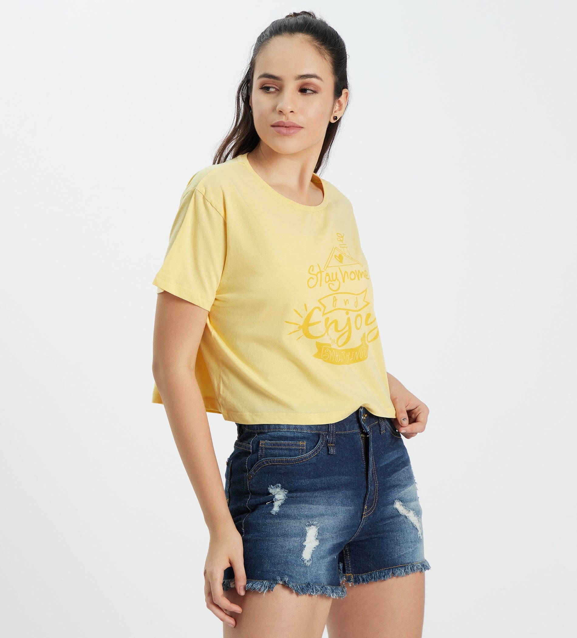 Edrio India T-Shirt Women Oversized Cropped T-Shirt