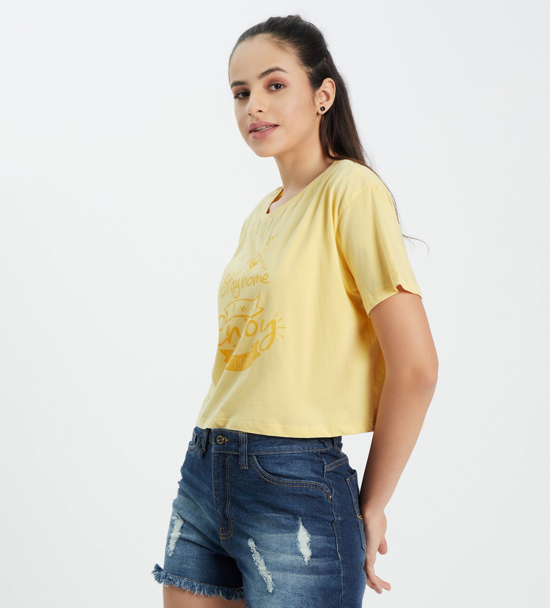 Edrio India T-Shirt Women Oversized Cropped T-Shirt