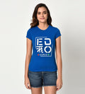 Edrio India T-Shirt Women Royal Blue Compact Cotton Graphic Print Tee