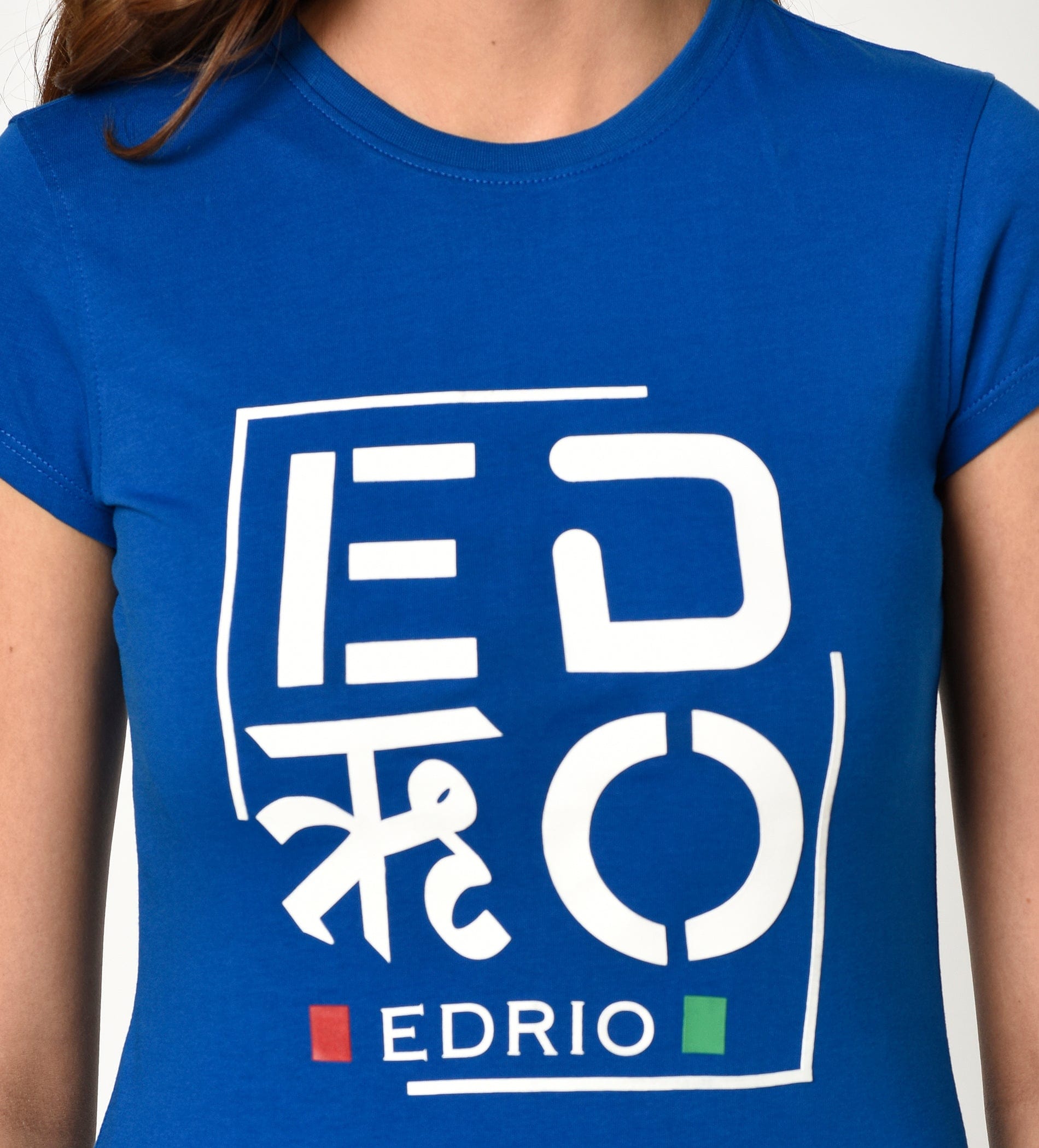 Edrio India T-Shirt Women Royal Blue Compact Cotton Graphic Print Tee