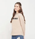 Hoodies Solid Hoodie Beige Velvet Embroidery Hoodie for Women