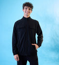 Jackets Jacket Black Eyelet Utility Jacket For Men