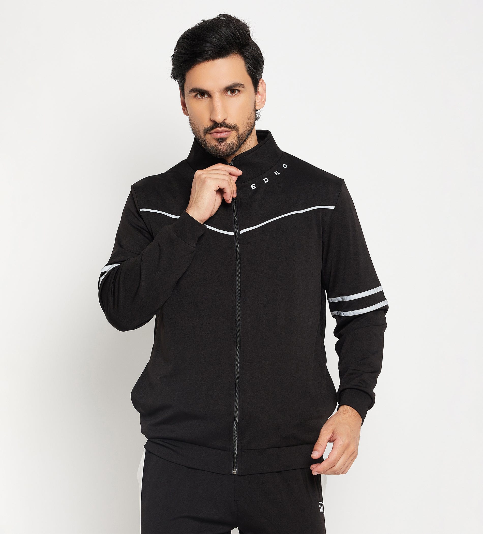 Buy Men Reflective Taping Zipper Jacket Online