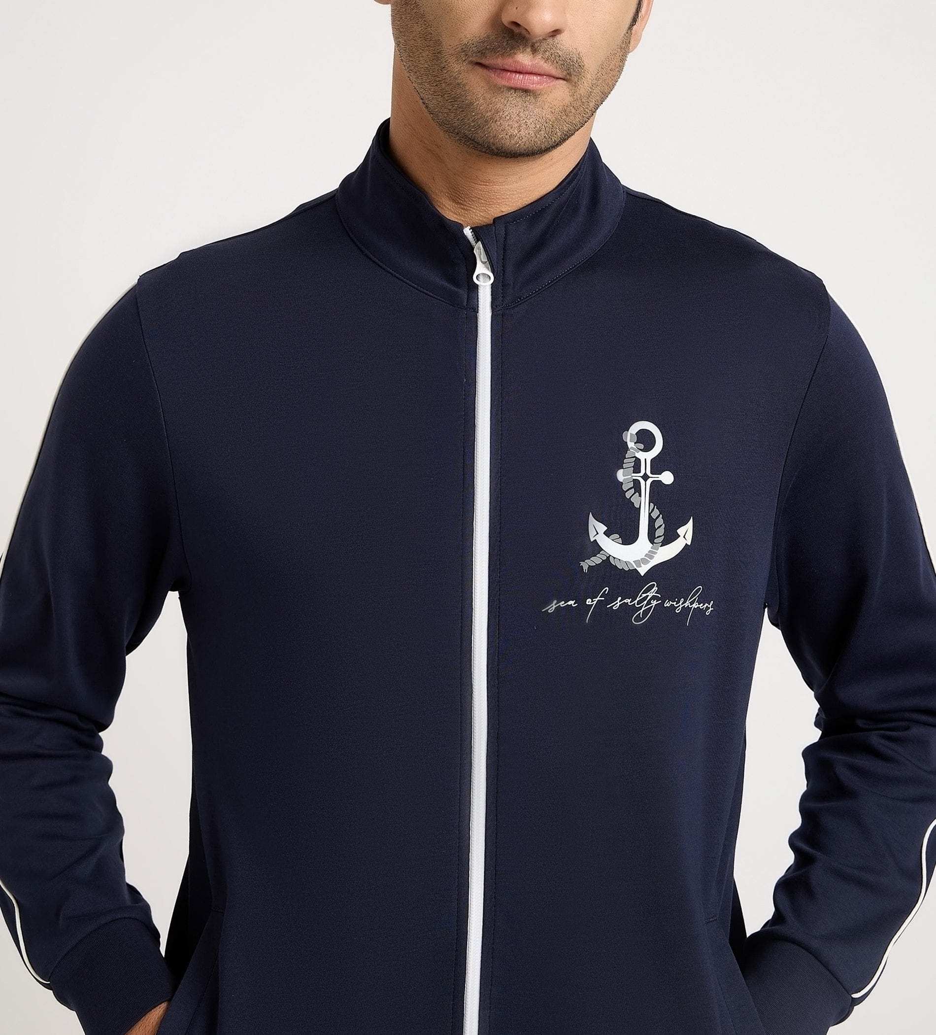 Jackets Jacket Navy Blue Nautical Anchor Jacket For Men