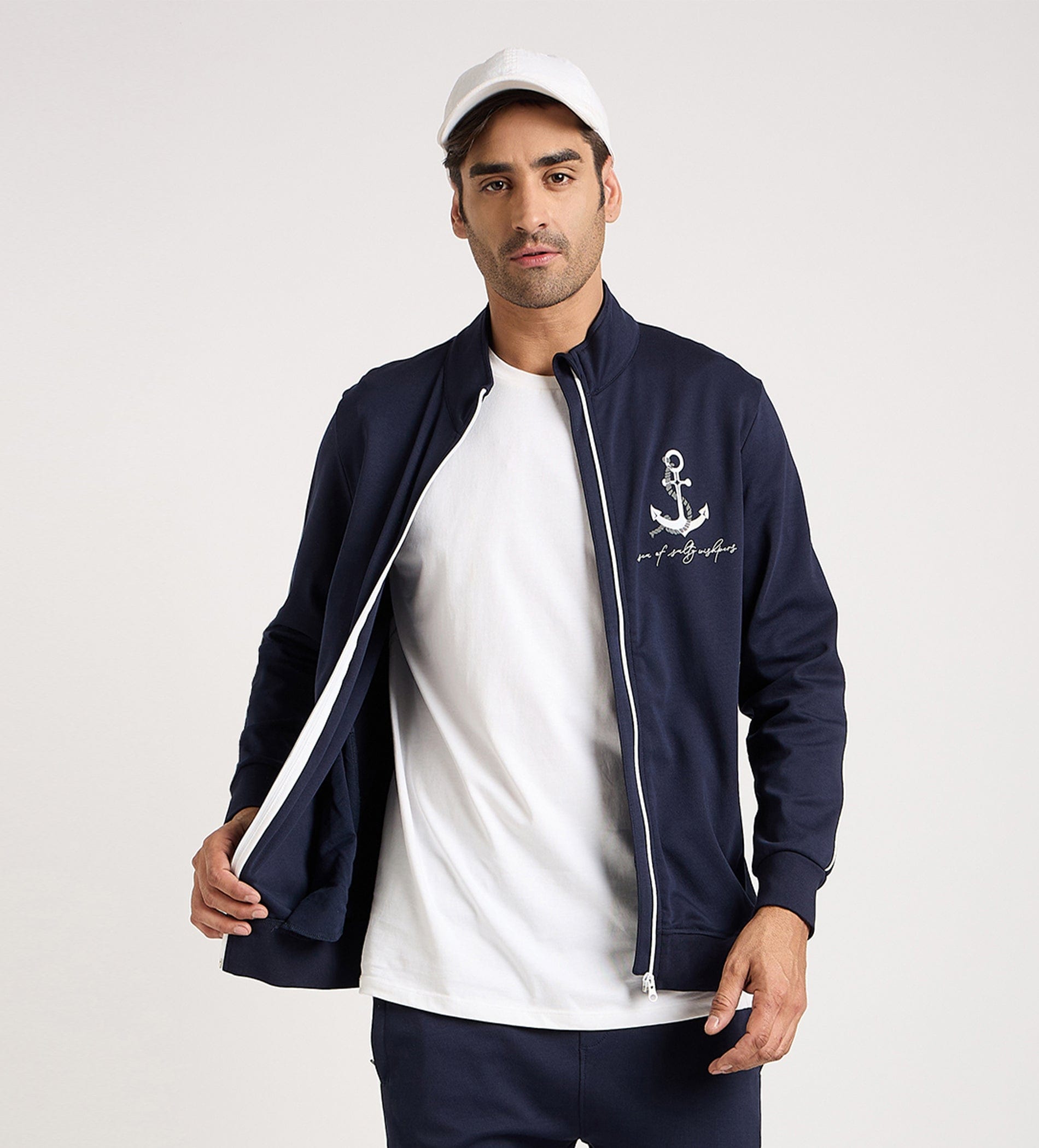 Jackets Jacket Navy Blue Nautical Anchor Jacket For Men