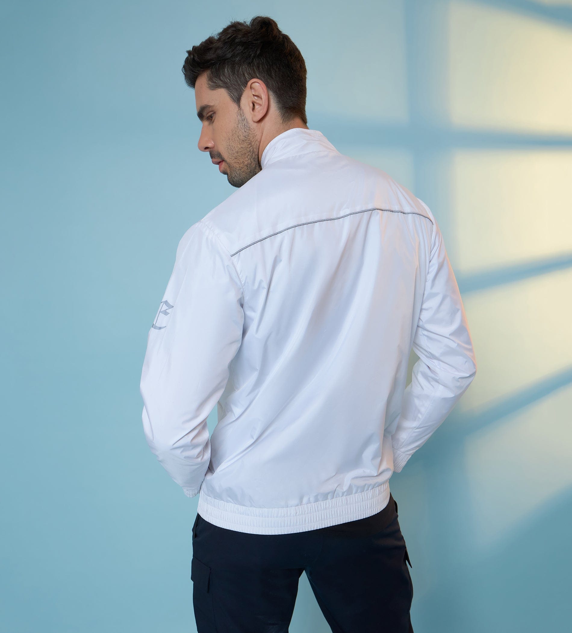 Jackets Jacket White Lightweight Jacket With Reflector Details For Men