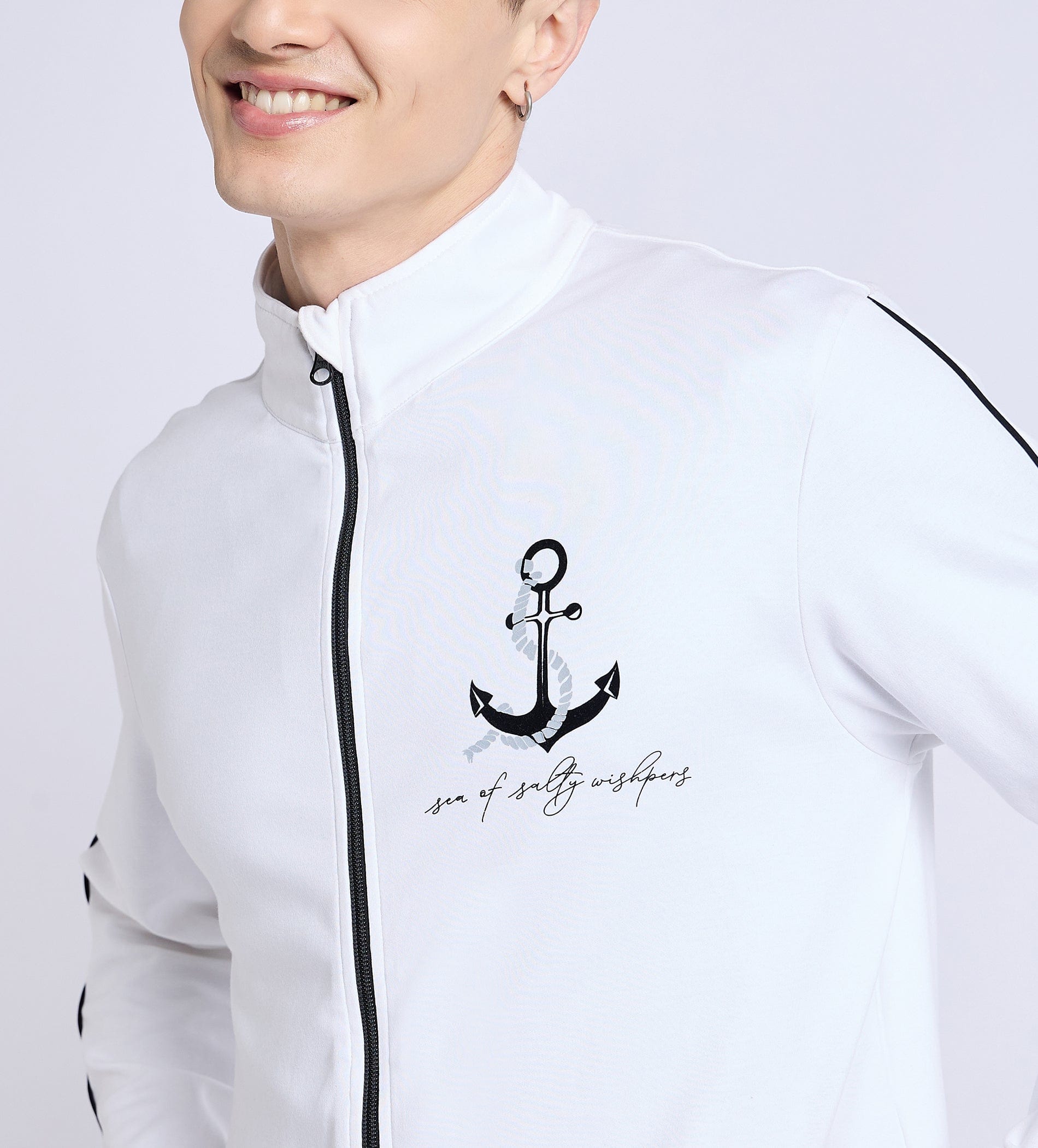 Jackets Jacket White Nautical Anchor Jacket For Men