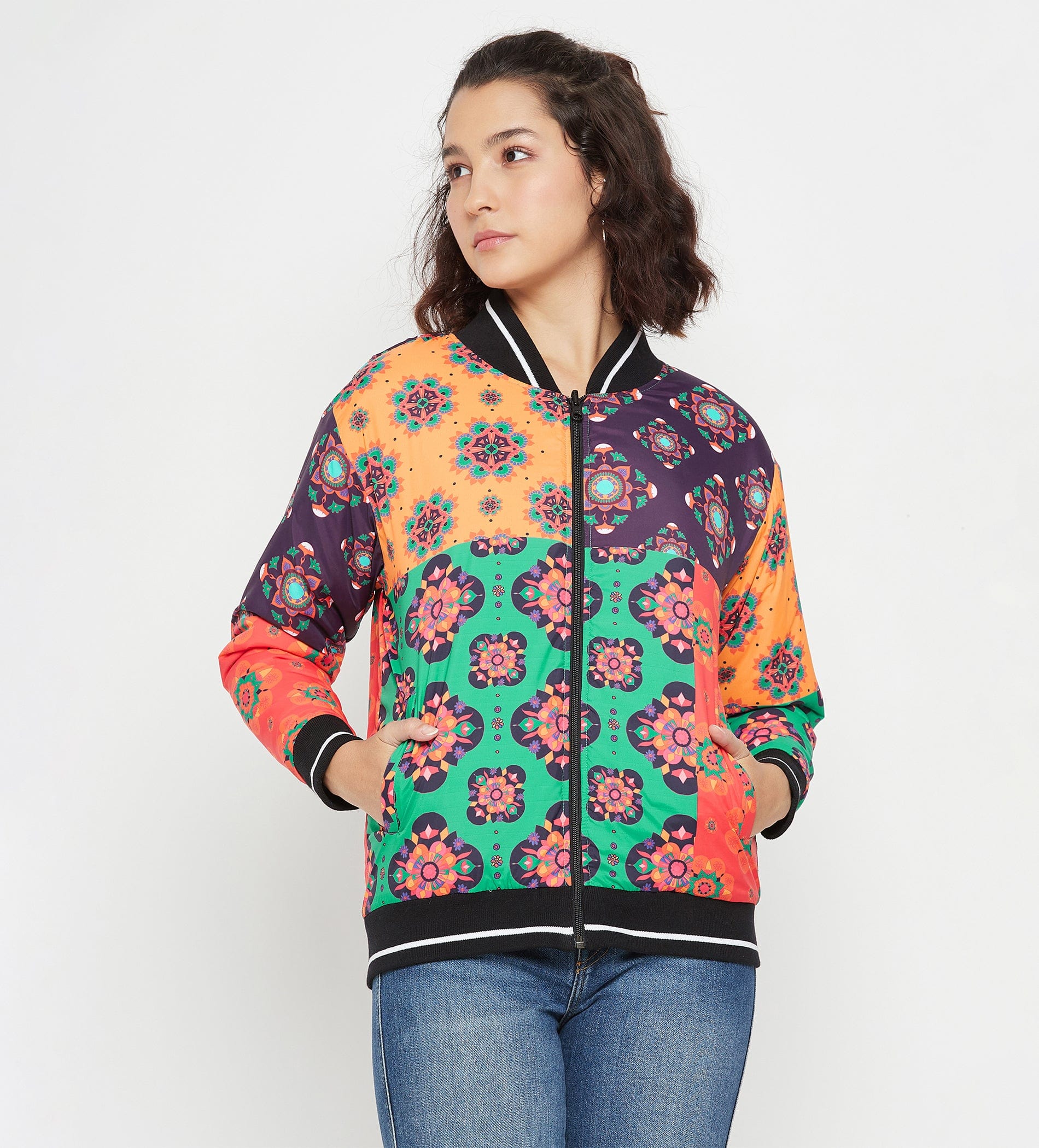 Jackets Reversible Jacket Multicolor Printed Reversible Jacket for Women