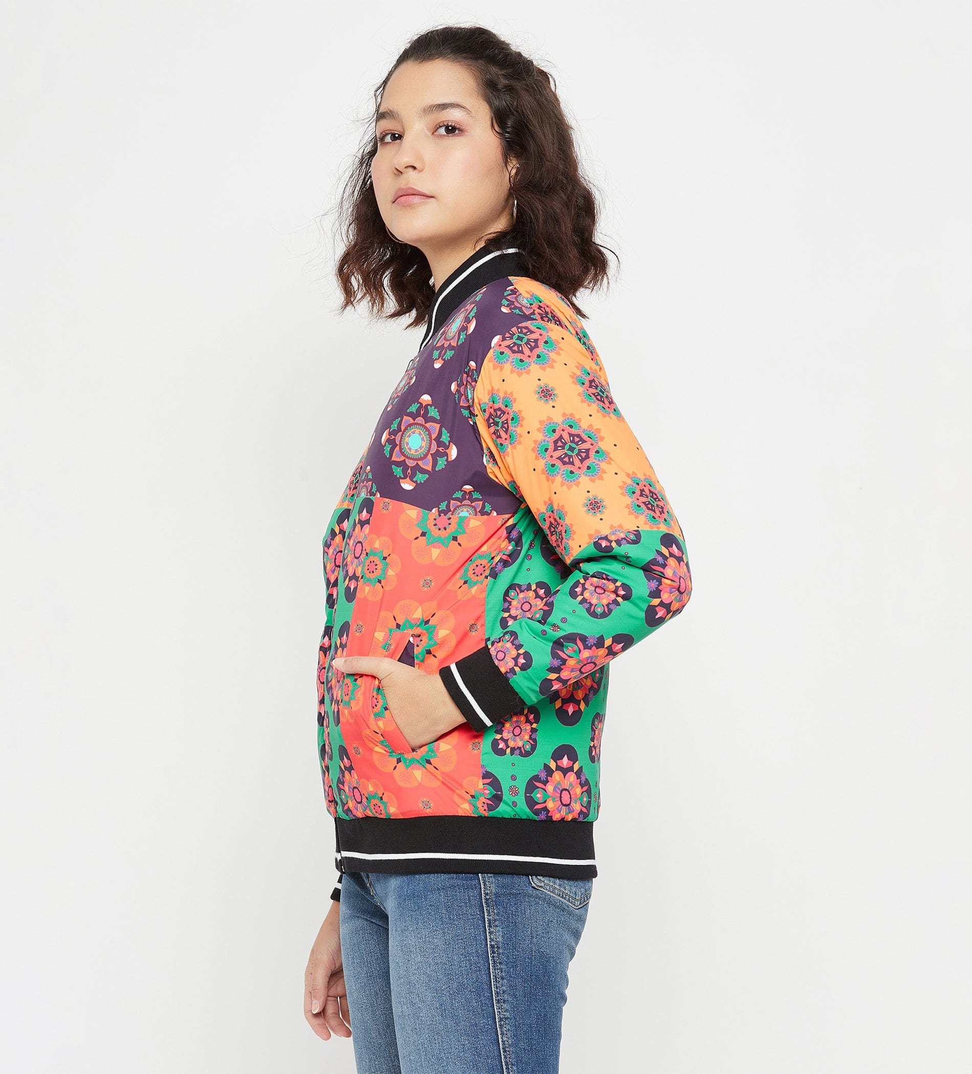 Jackets Reversible Jacket Multicolor Printed Reversible Jacket for Women