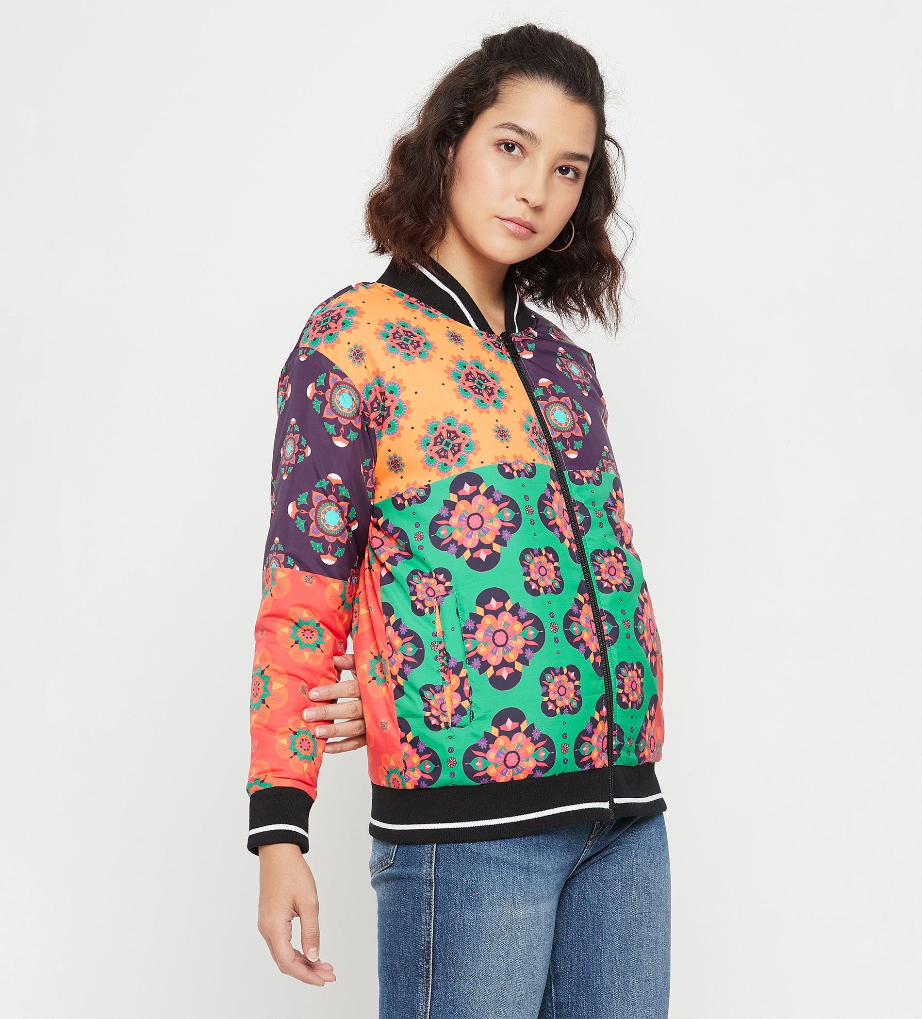 Jackets Reversible Jacket Multicolor Printed Reversible Jacket for Women