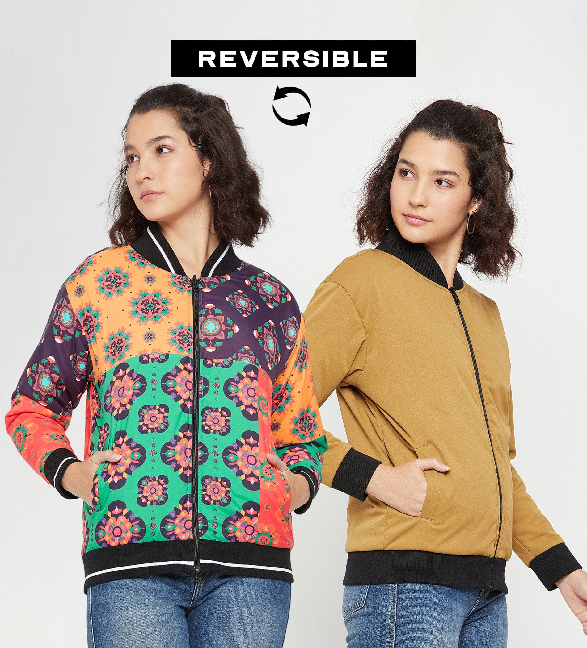 Jackets Reversible Jacket Multicolor Printed Reversible Jacket for Women